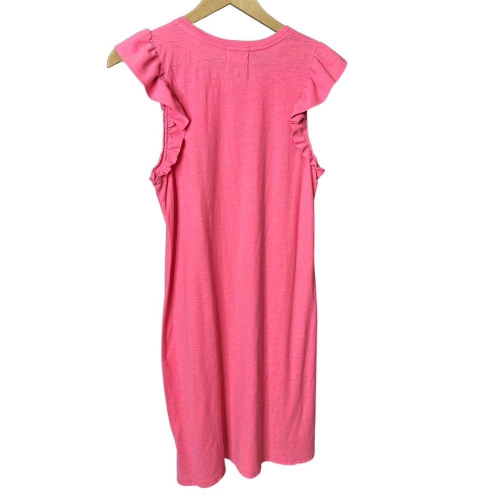 Nation LTD | Elliot Ruffle Dress | Pink | 100% Pima Cotton | Sleeveless | Size S - Picture 4 of 6